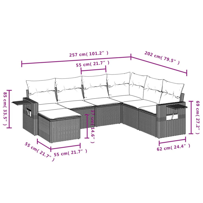 Ensemble de canapé de jardin Vidaxl gris