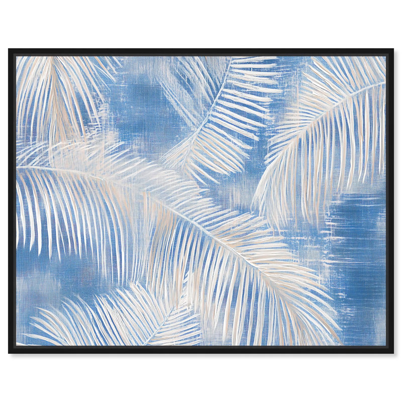 «Sky Palm Silhouettes» par Art Remedy, H 17 po x l 21 po, Cadre flottant noir