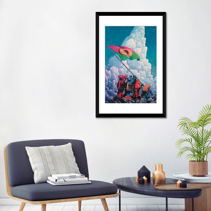 "Iogima" par Eric Joyner, impression sur toile, H 32 po x l 24 po x P 1 po, Papier d'art encadré noir, Blanc