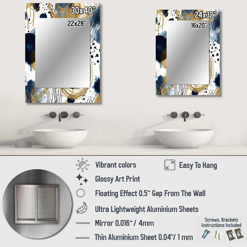 Larkson - Miroir abstrait en métal, 40 po x 30 po