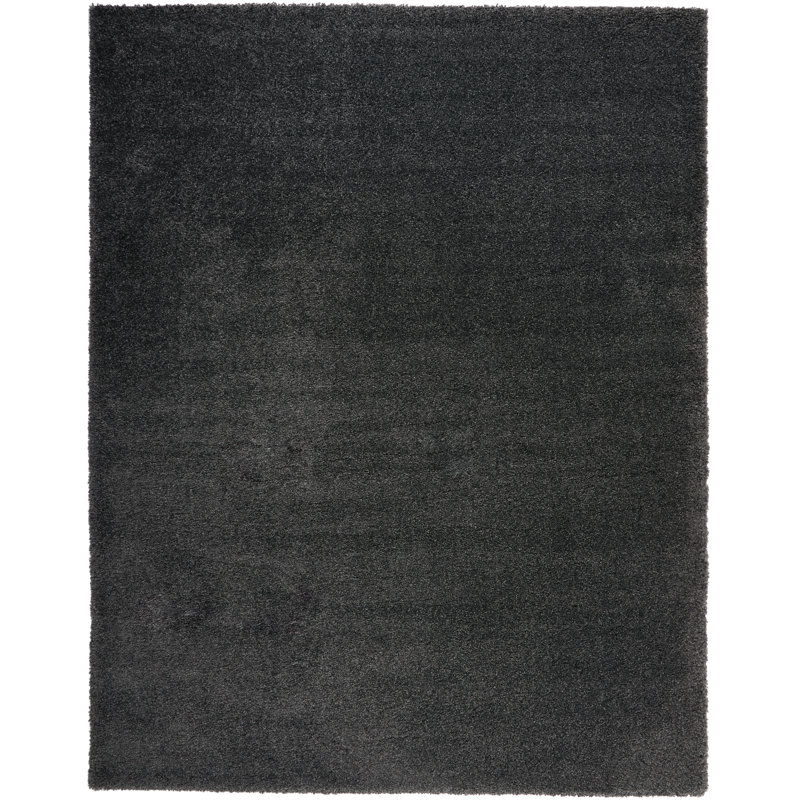 Tapis gris à poils longs Sunny, Rectangle 9 pi 10 po x 13 pi 2 po