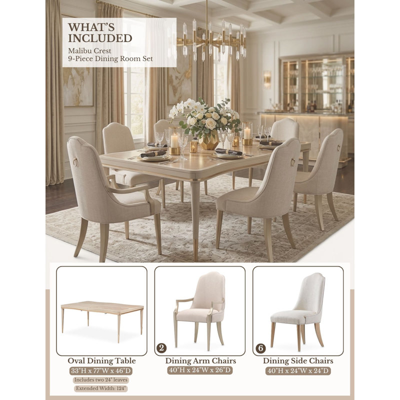 Malibu Crest 9 - Piece Extendable Dining Set