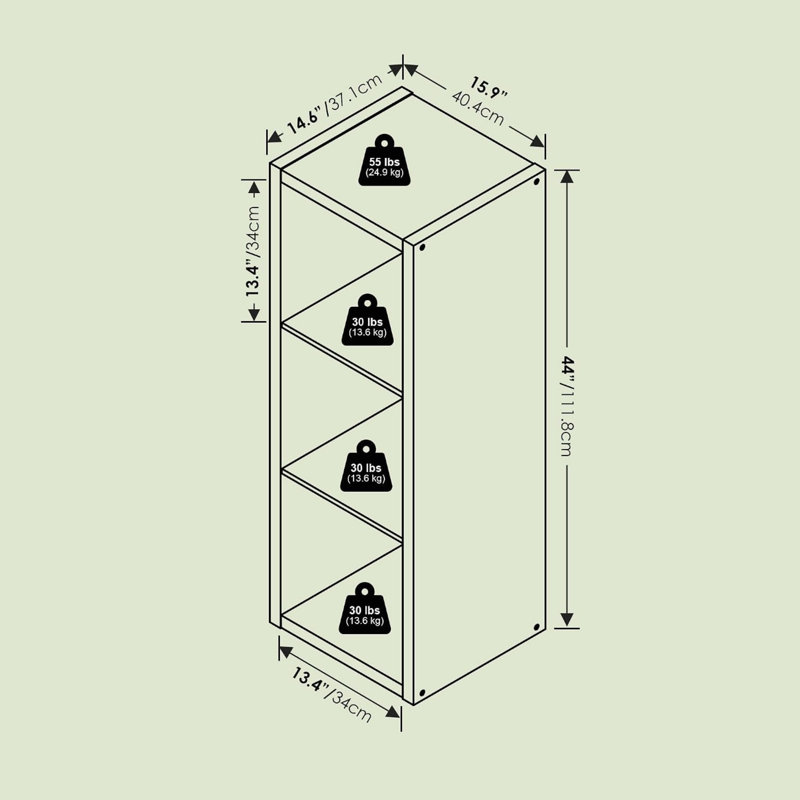 111.8 cm H x 40.4 cm W Cube Bookcase