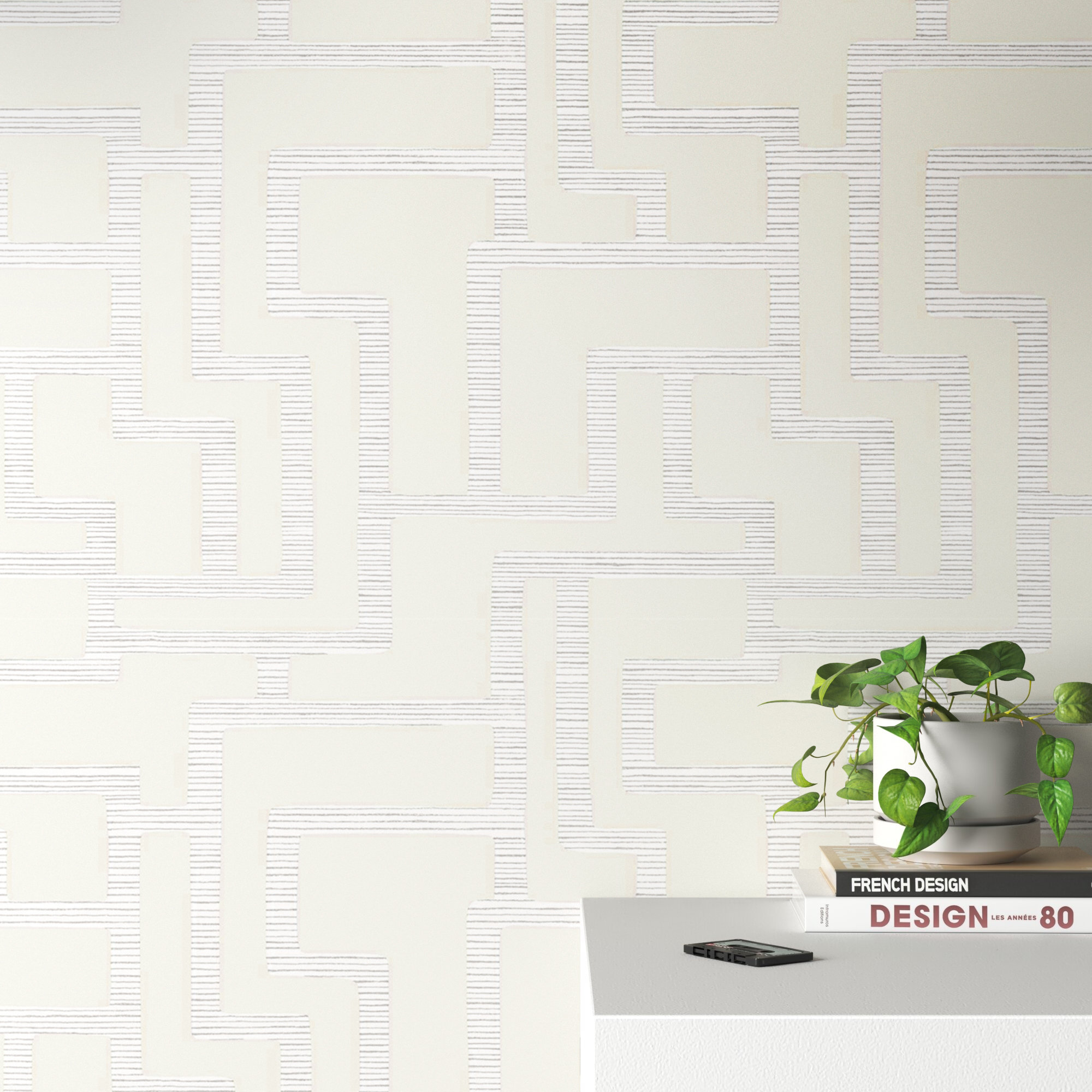 Willem Geometric Wallpaper, Pearl
