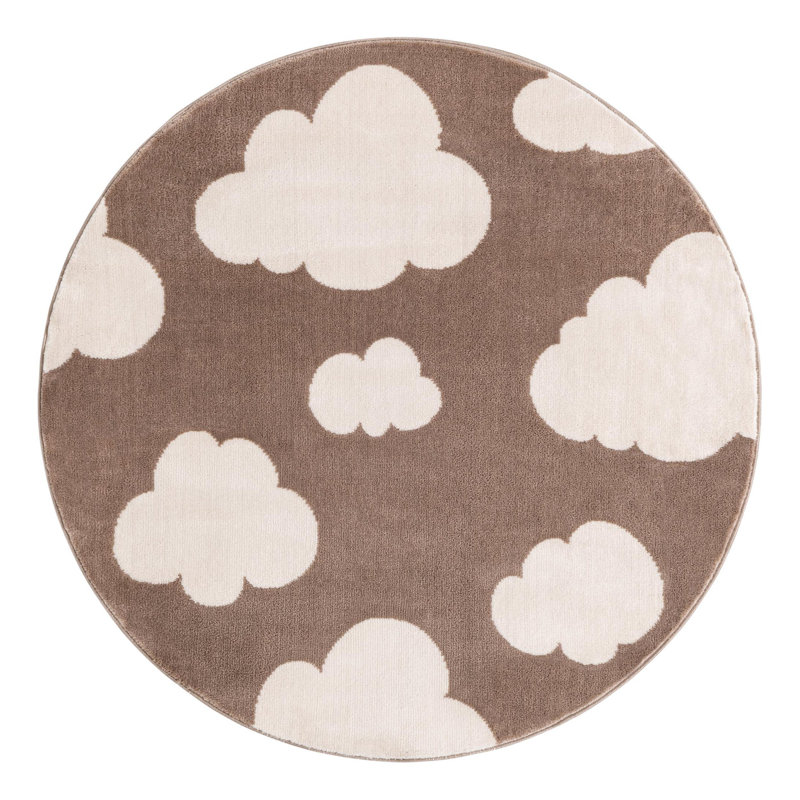 Unique Loom Clouds Whimsy Kids Rug, Round 3'1"