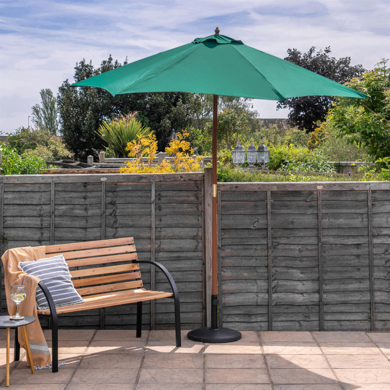Wooden Garden Parasol, Orange, Green