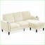 Canapé modulaire en L à 3 places avec méridienne de rangement pour appartement / studio / salon | Blanc cassé | Chenille