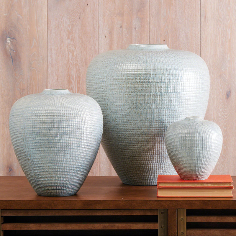 Mini vase à carreaux réactif bleu argenté