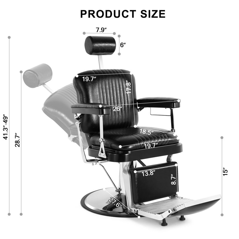 Chaise de barbier robuste, Similicuir noir