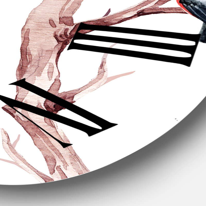 Petits oiseaux sur les branches d'un arbre III - Horloge murale traditionnelle, Surdimensionné