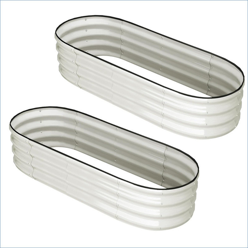 137.2x61x30.5 Cm Oval Raised Garden Bed, 2 Pcs Galvanized Raised Beds for Outdoor, Planter Raised Boxes with Open-Ended Base,Large Metal Raised Planter Beds for Vegetables,Flowers,Tool-Free Assembly