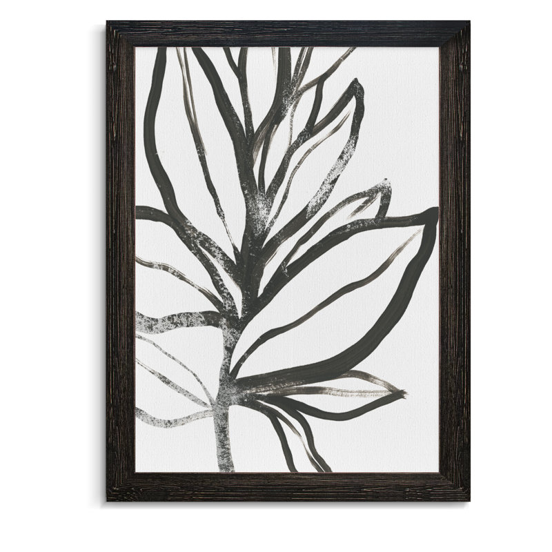 Reproduction d’art sur toile encadrée « leaf instinct i », Cadre ébène, H 38 po x l 28 po x P 1,25 po