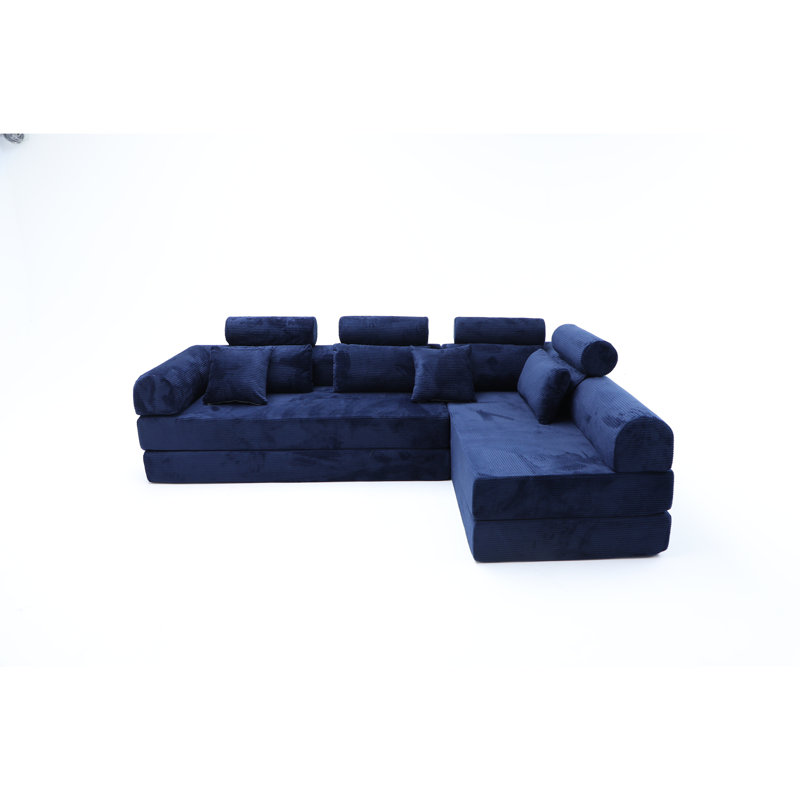 Canapé modulaire en L, Bleu