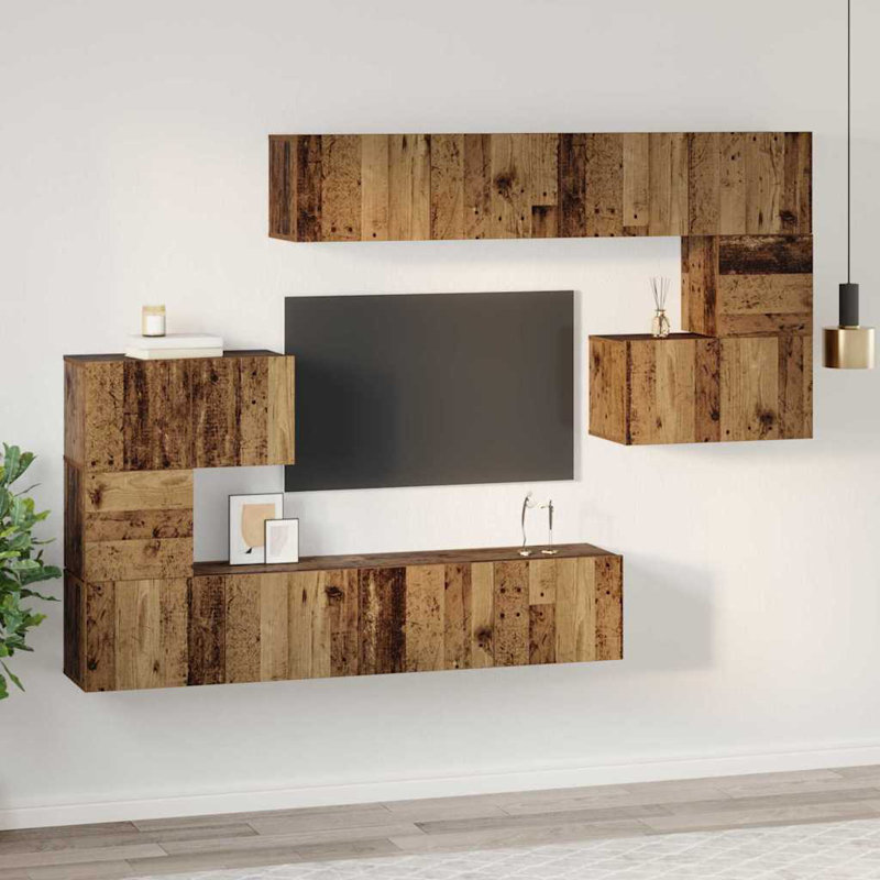 TV Cabinet Set 8 Pcs 80 X 30 X 30 Cm Engineered Wood, Old Wood