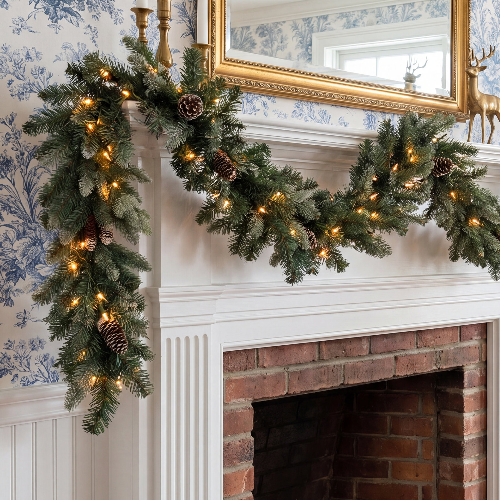 108" Frosted Pre-Lit Spruce Christmas Garland
