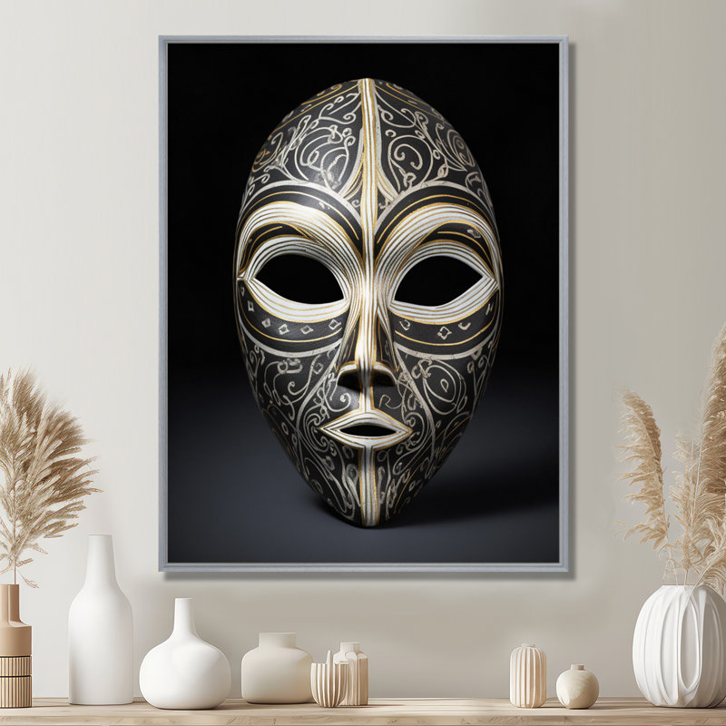 Impression sur toile, "Ethnical Traditional African Mask" - Tribal africain, H 44 po x l 34 po x P 1,5 po