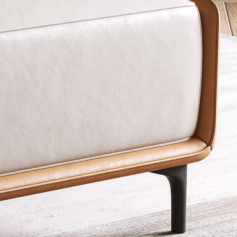 Banc long en cuir beige et orange pour chambre et entrée, Orange/beige