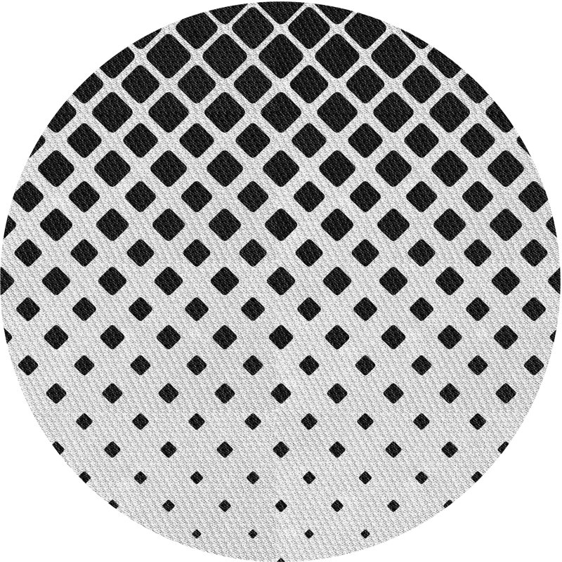 Tapis noir/gris à motifs, Rond 5 pi