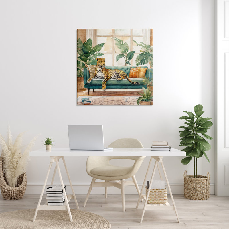 «Leopard & House Plants» par Kim Allen, H 36 po x l 36 po