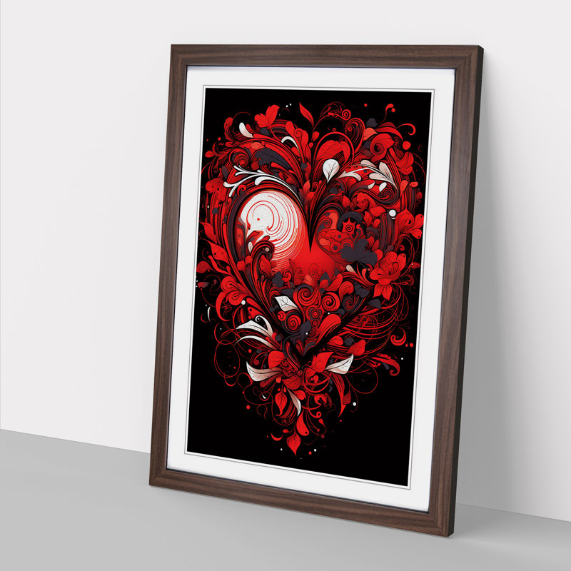 Love Heart Line - Single Picture Frame Print on Wood, Walnut, 64" H x 46" W x 2" D