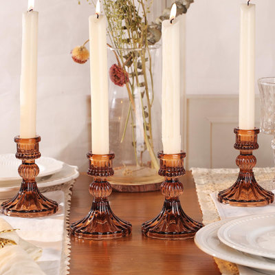Ensemble de 12 chandeliers - chandeliers coniques en H de 4 po en vrac, chandeliers en verre pour le mariage, la fête, les centres de table de souper d'automne, les cadeaux de fête et le décor de rebord de fenêtre