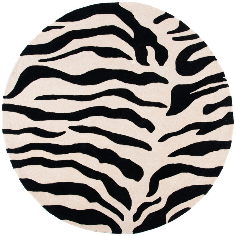 Christoper Hand Tufted Wool Pile Animal Print Rug, Round 6'