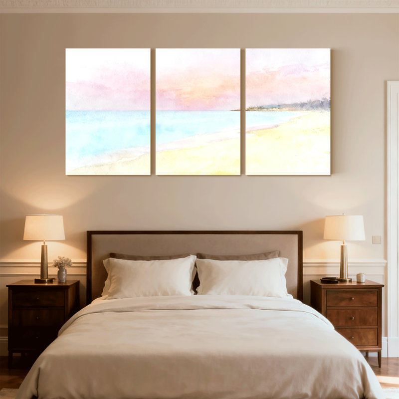 Ensemble de 3 reproductions d'art sur toile, H 36 po x l 72 po