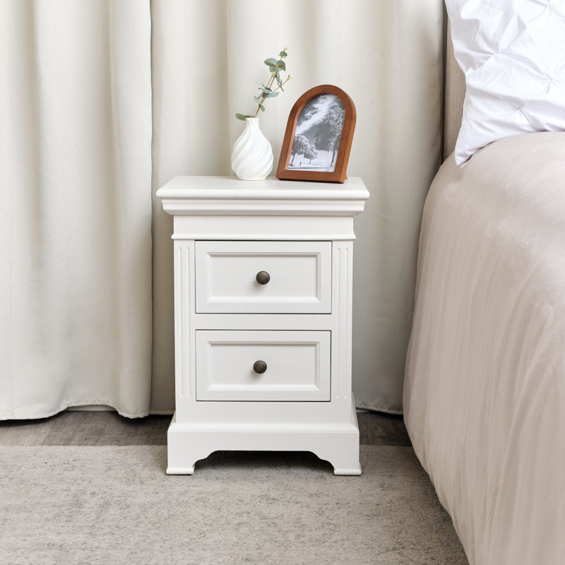 Two Drawer Bedside Table - Daventry Range, Ivory