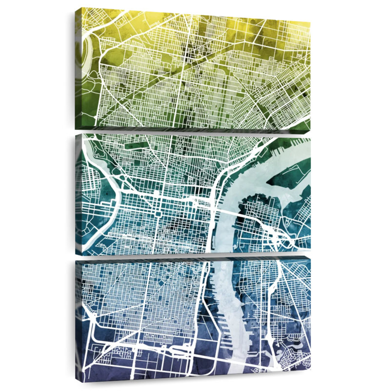«Aliaz Philadelphia PA City Street Map III», H 50 po x l 32 po