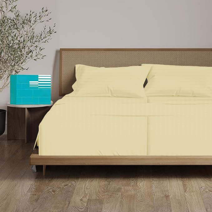 Split California King Sheets for Adjustable Beds 5-Piece Split California King Sheet Set, 800 Thread Count 100% Egyptian Cotton,21" Deep Pocket Adjustable Bed Sheets, Ivory Stripe