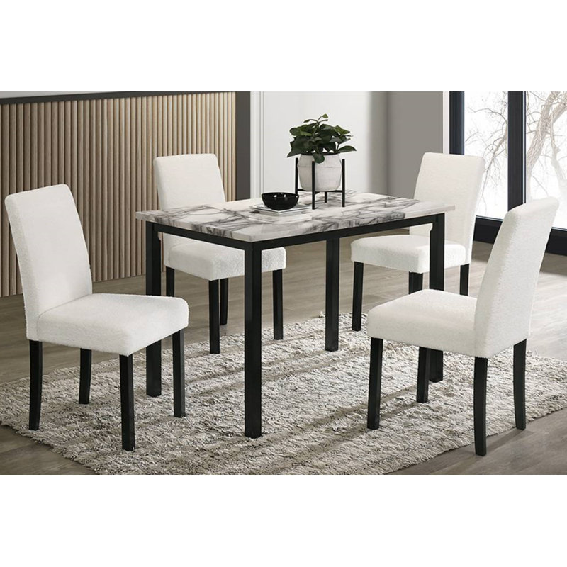 Ensemble de salle à manger 5 pièces Giannetti, Blanc
