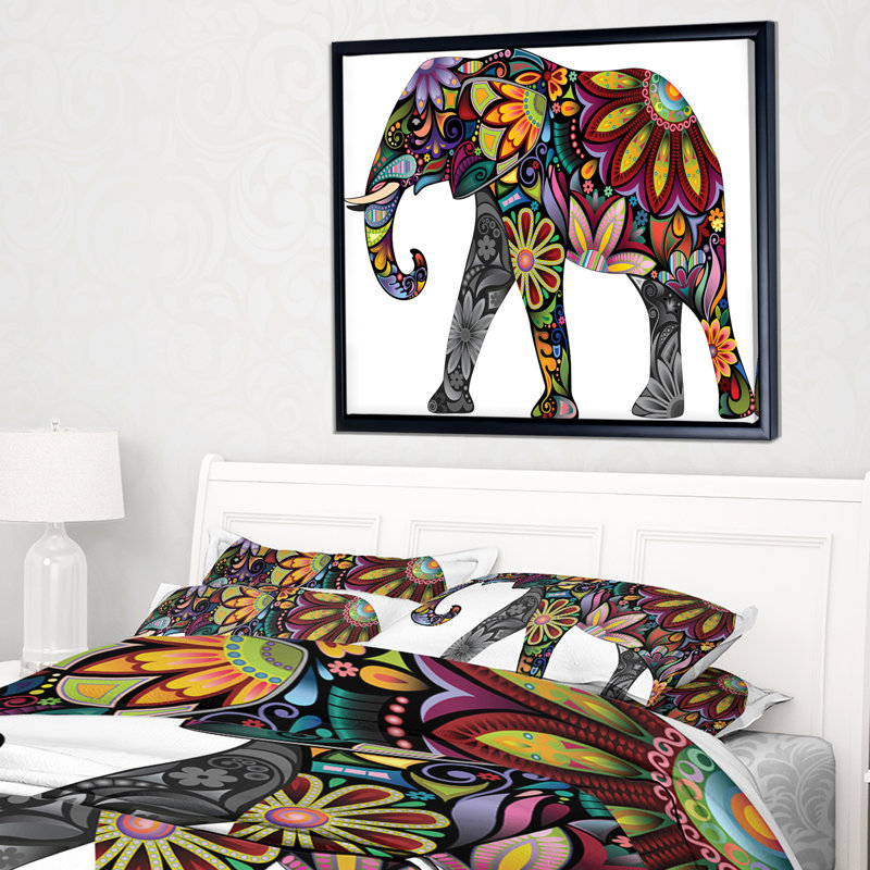 « yellow joyeuse éléphant », impression, H 30 po x l 40 po x P 1,5 po, Toile avec cadre flottant