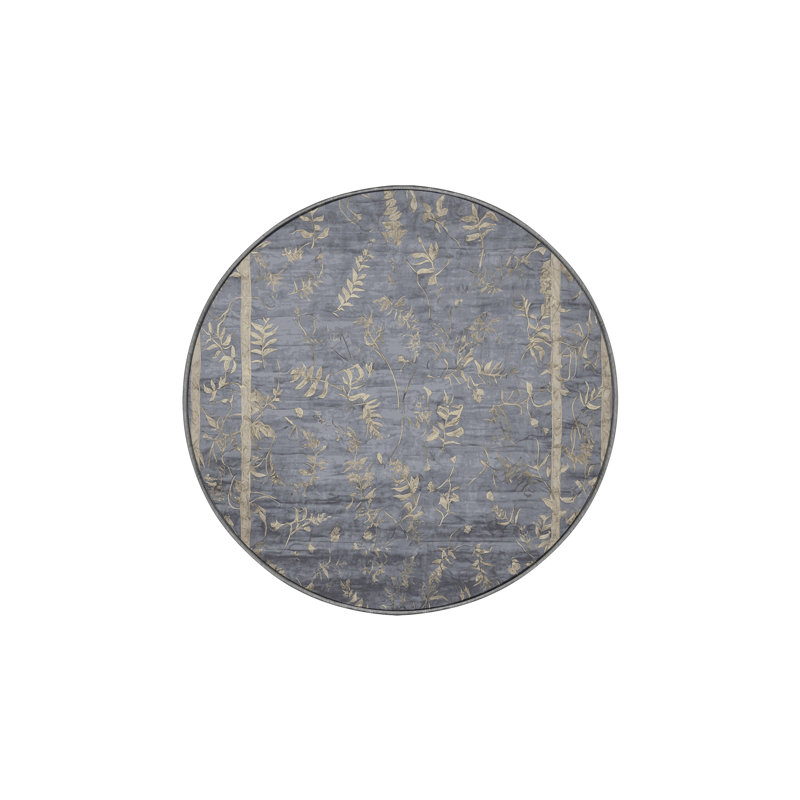 Machine Washable Gray Area Rug, Round 3'