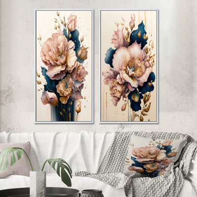 " Soft Pink And Blue Gladiolus Flowers " 2 - Pieces