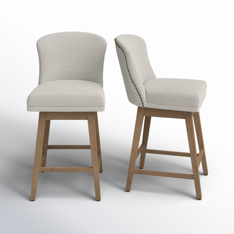 Tabouret de comptoir pivotant 26 po Azena, Lin, Brun clair