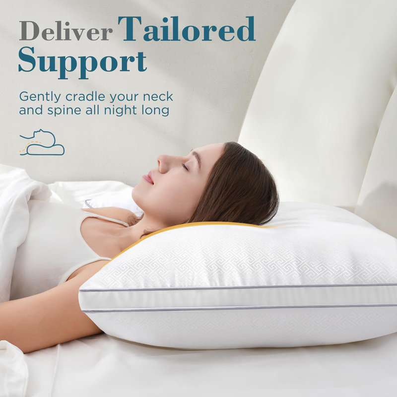 Ensemble de 2 oreillers pour grand lit, qualité hôtel, oreillers à soufflet en duvet synthétique pour dormeurs latéraux, dos ou à ventre, blanc