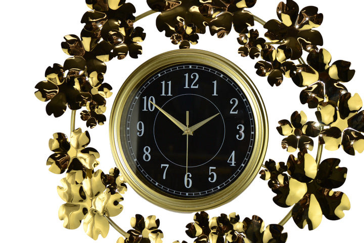 Horloge murale 22 "Mid-Century avec feuilles en métal