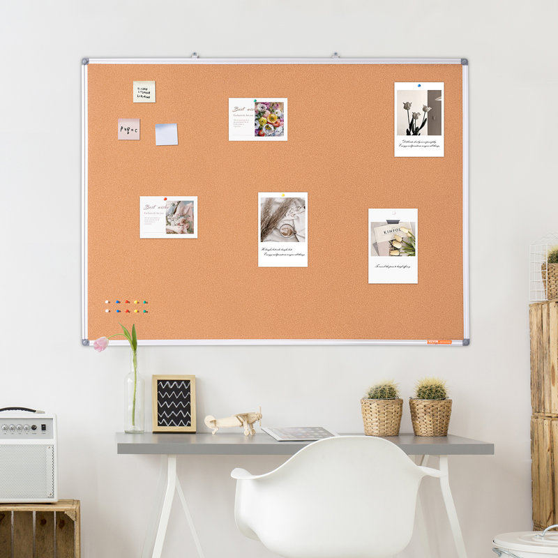 Large White Aluminum Framed Cork Bulletin Board