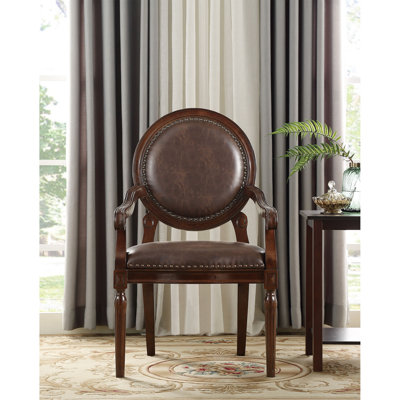 Chaise de bureau classique en simili cuir avec garniture cloutée et meubles en bois massif 1pc