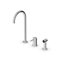 Zucchetti Pan S Deck Mount Three-Hole One Handle Kitchen Faucet with 7-1/8'' Spout Reach, Swivel Spout and Side Spray