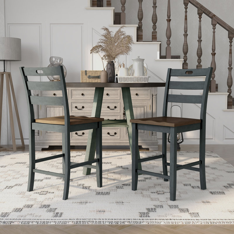 Tabouret de comptoir en bois massif 24 po Gaspar, Gris foncé