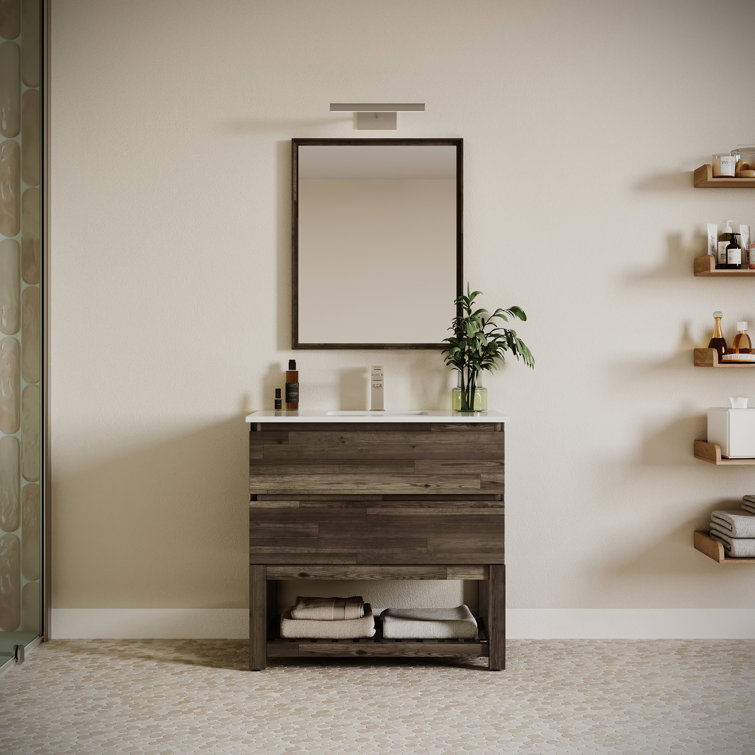 Fresca Formosa 36" Freestanding Single Sink Open Bottom Bathroom Vanity Set with Top, Sink and Mirror - Faucet Not Included