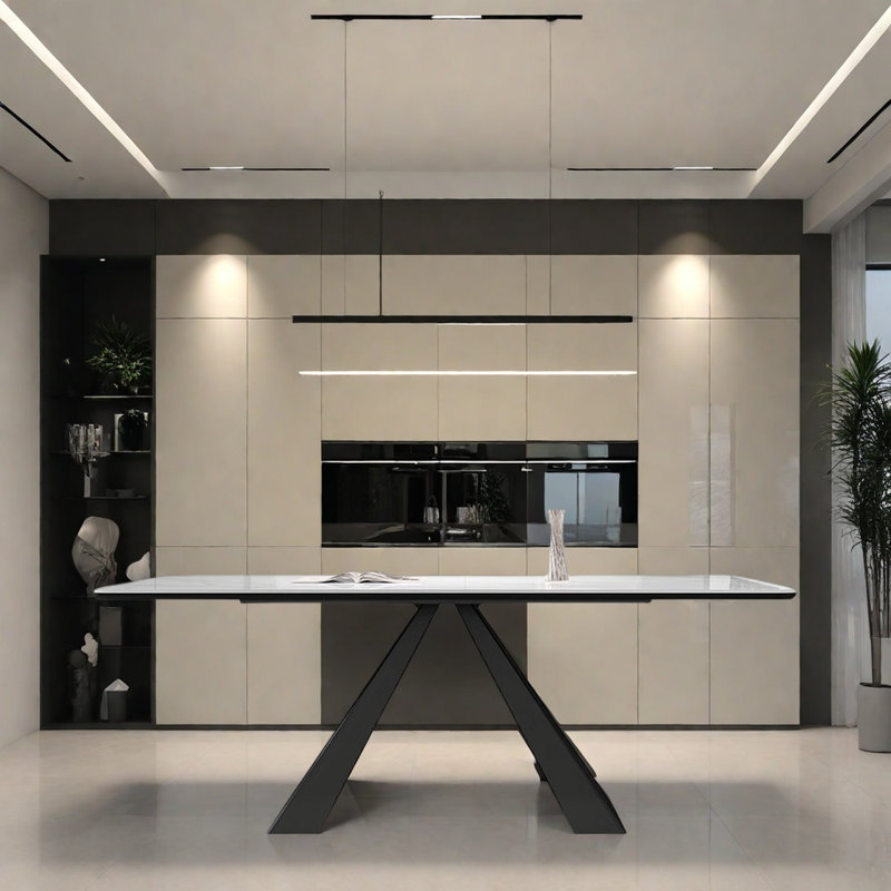 Table de salle à manger familiale légère et moderne, H 29,52 po x L 62,99 po x l 31,49 po