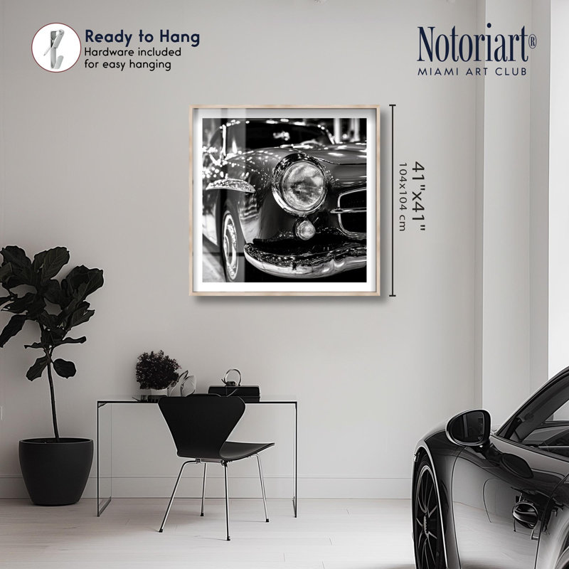Classic's Glint I BW Shadowbox Print Glam Wall Decor by Notoriart, Blonde Frame, 40 x 40, 41"H x 41"W, Blonde Frame
