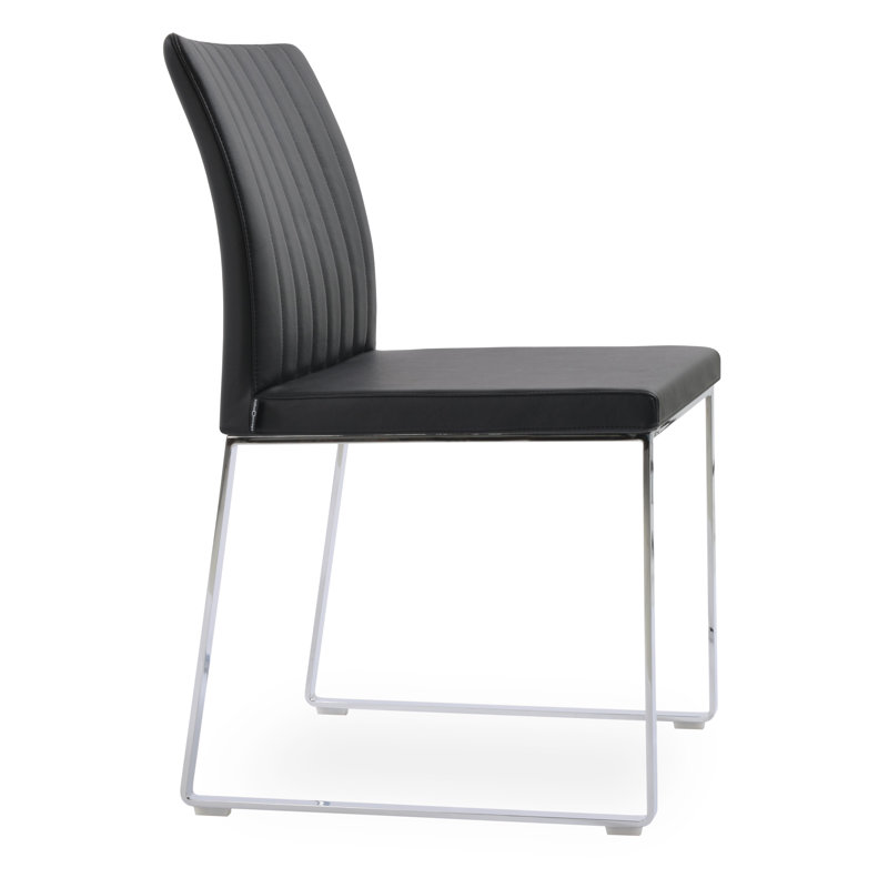 Chaise de salle à manger Zeyno, Noir, Chrome