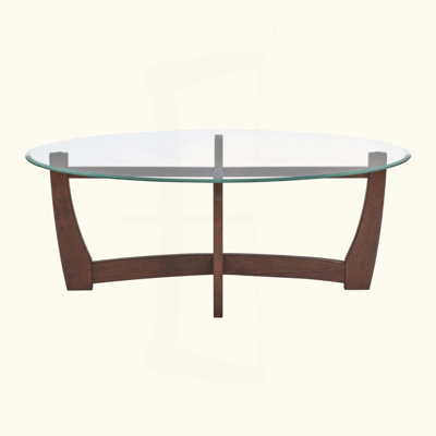 Oval Tempered Glass Coffee Table with Solid Wood Frame by Latitude Run