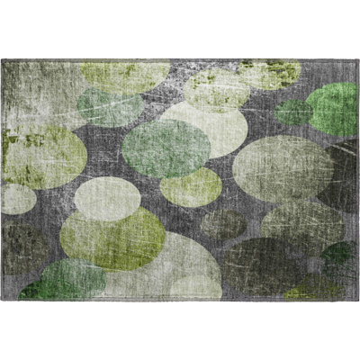 Premium Machine Washable Cerrito AMF556 Green Rug