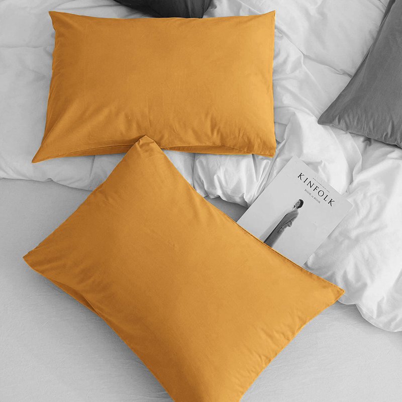 Aspire Homeware Super Soft & Breathable Microfiber Dyed Pillowcase (Pack Of 2), Ochre