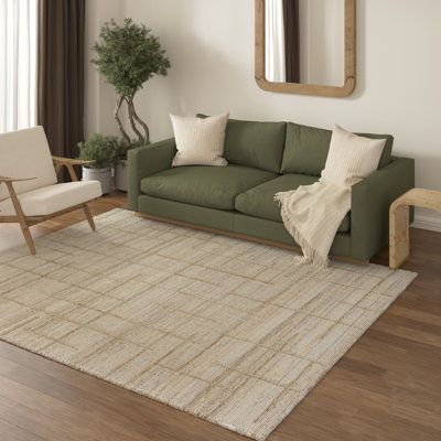 Tapis rayé en jute tissé à la main Contemporary