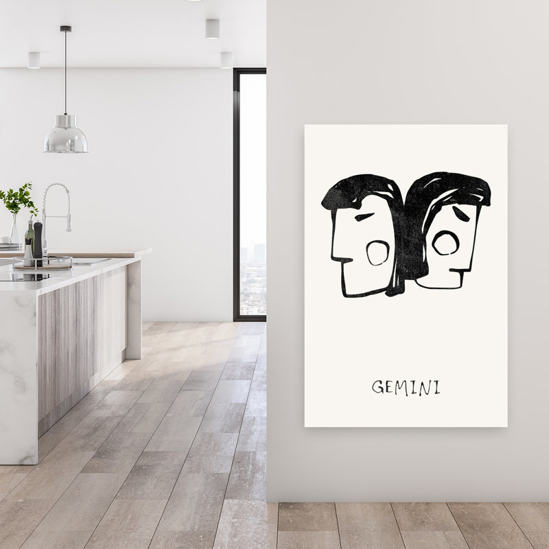 Art mural mural minimaliste Gemini, 48" H x 32" W
